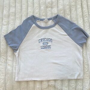Garage Lilac and White Embroidered Chicago League Crop Top